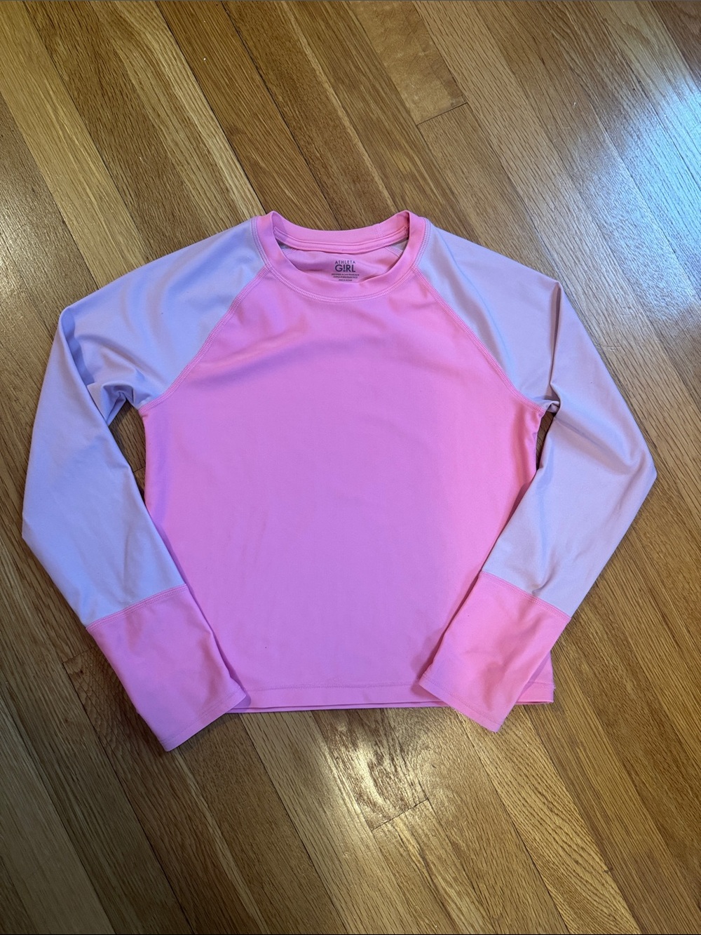 Athleta Girls Pink Two-Tone Long Sleeve Rashguard